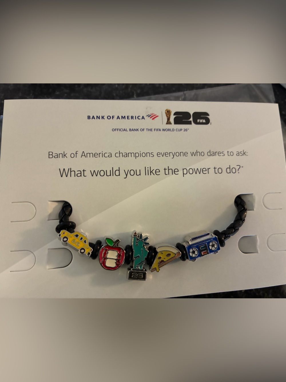 2026 FIFA World Cup New York City Charm Bracelet Fan Band Bank of America NYC